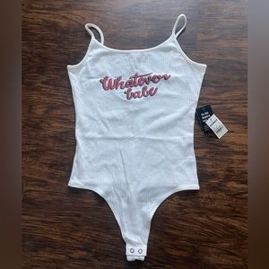 NWT Express One Eleven "Whatever Babe" White Bodysuit